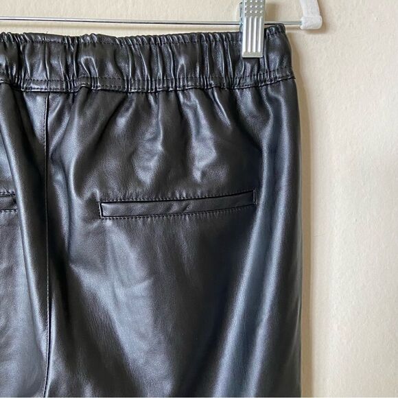 NWOT Love Tree Cognac Faux Leather Black Track Pants Joggers Size S - Picture 6 of 9
